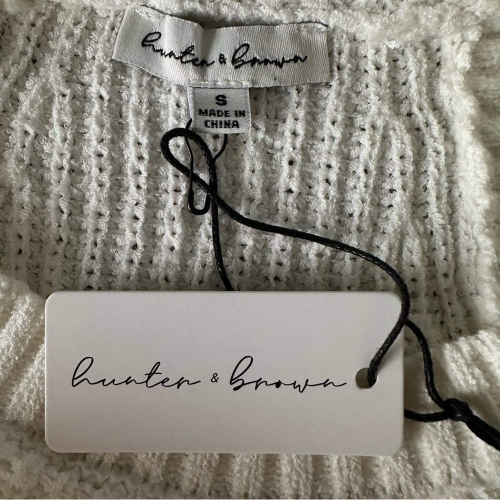 NWT Hunter & Brown Ribbed Knit High Neck Halter Crop Top - Small - Clean Girl - Picture 6 of 8